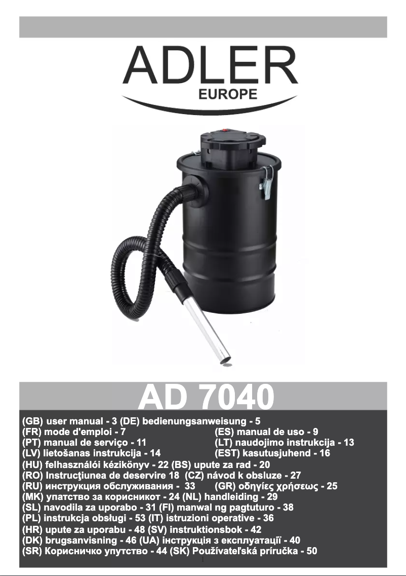 Image de la première page du manuel de l'appareil AD 7040