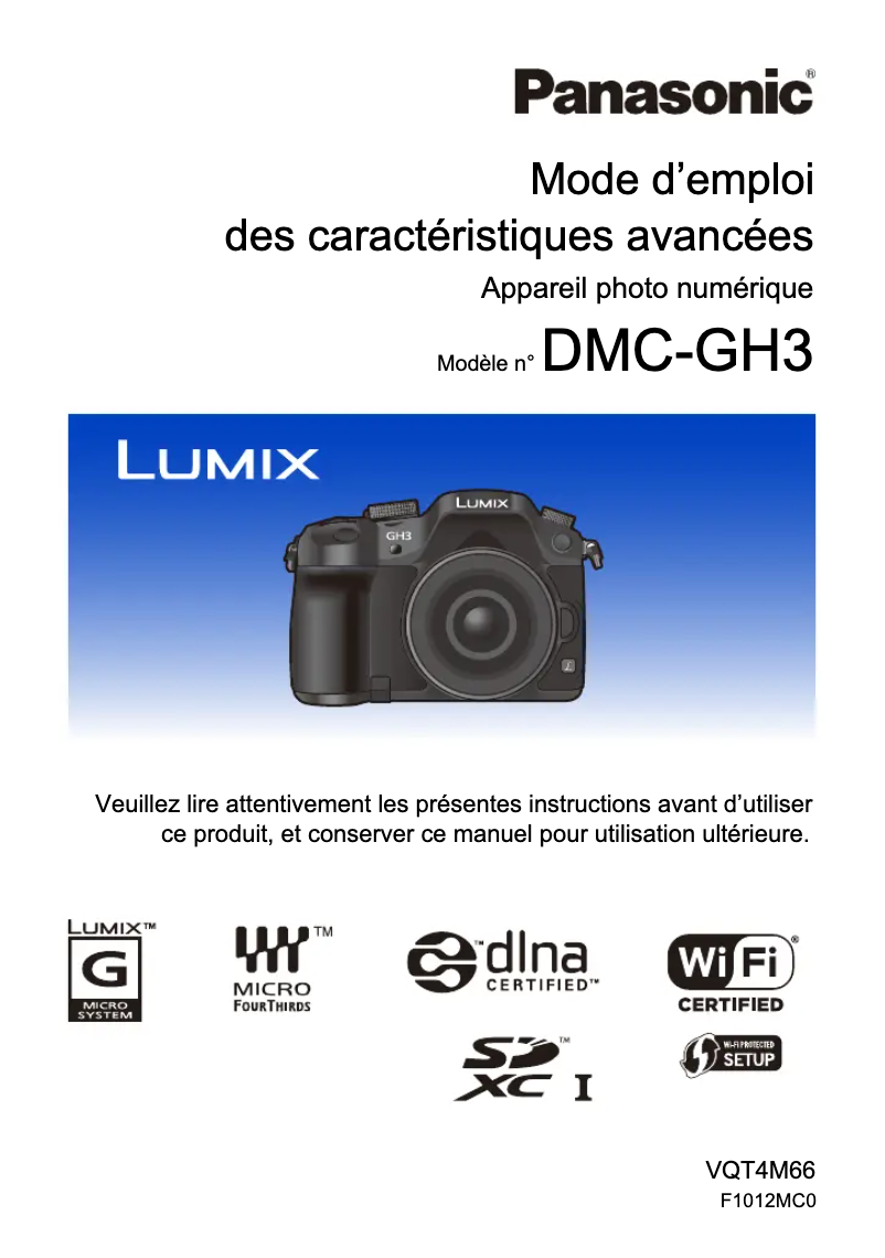 Page n°1 - Manuel utilisateur Panasonic Lumix DMC-GH3