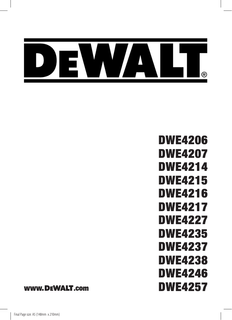 Page n°1 - Manuel utilisateur DeWalt DWE4246