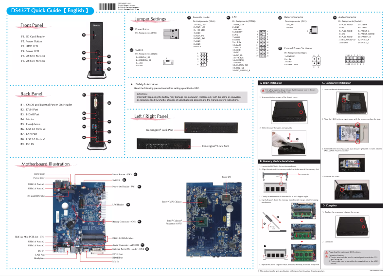 Page 1 de la notice Manuel utilisateur Shuttle XPC DS437T