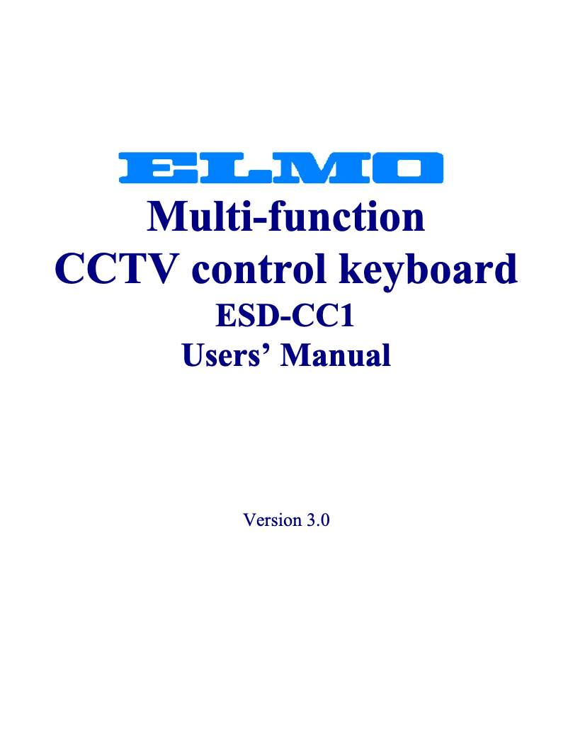 Page n°1 - Manuel utilisateur Elmo ESD-CC1