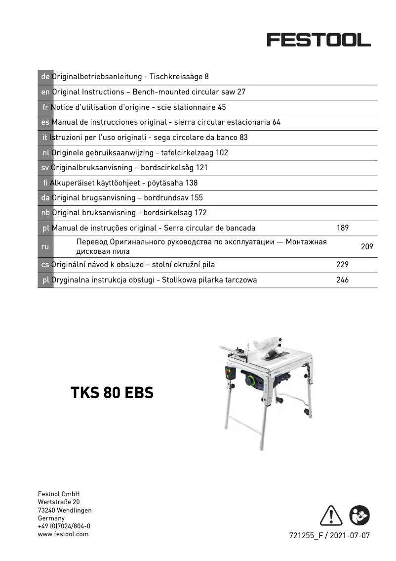 Image de la première page du manuel de l'appareil TKS 80 EBS