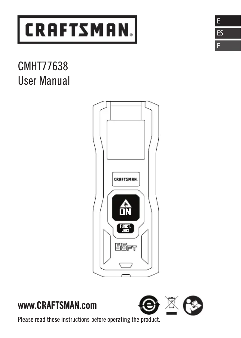 Page n°1 - Manuel utilisateur Craftsman CMHT77638
