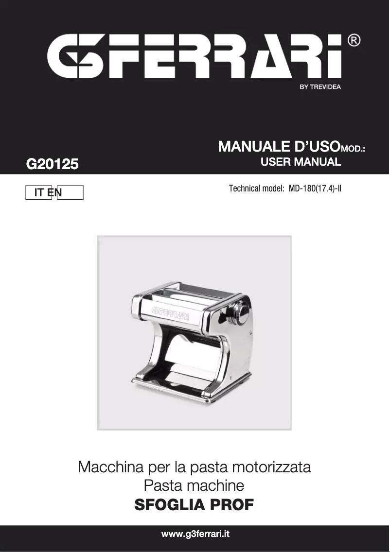 Page n°1 - Manuel utilisateur G3 Ferrari Sfoglia Prof G20125