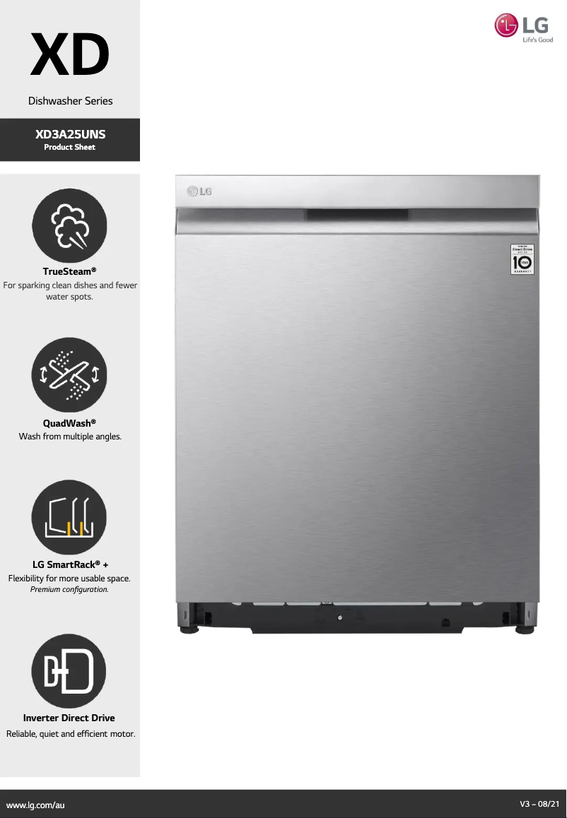 Página 1 del manual Ficha técnica LG XD3A25UNS