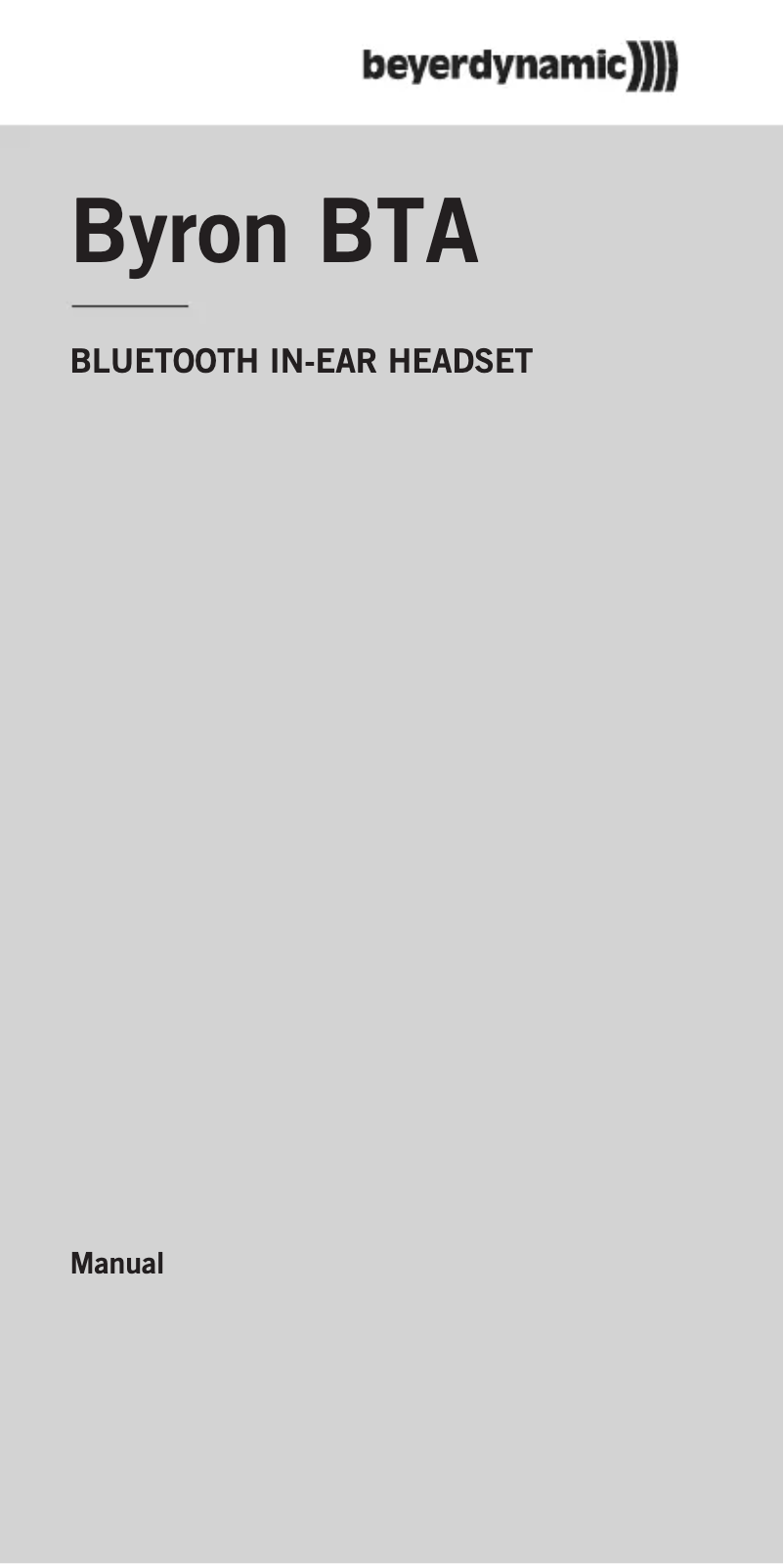 Página 1 del manual Manual de usuario Beyerdynamic Byron BTA