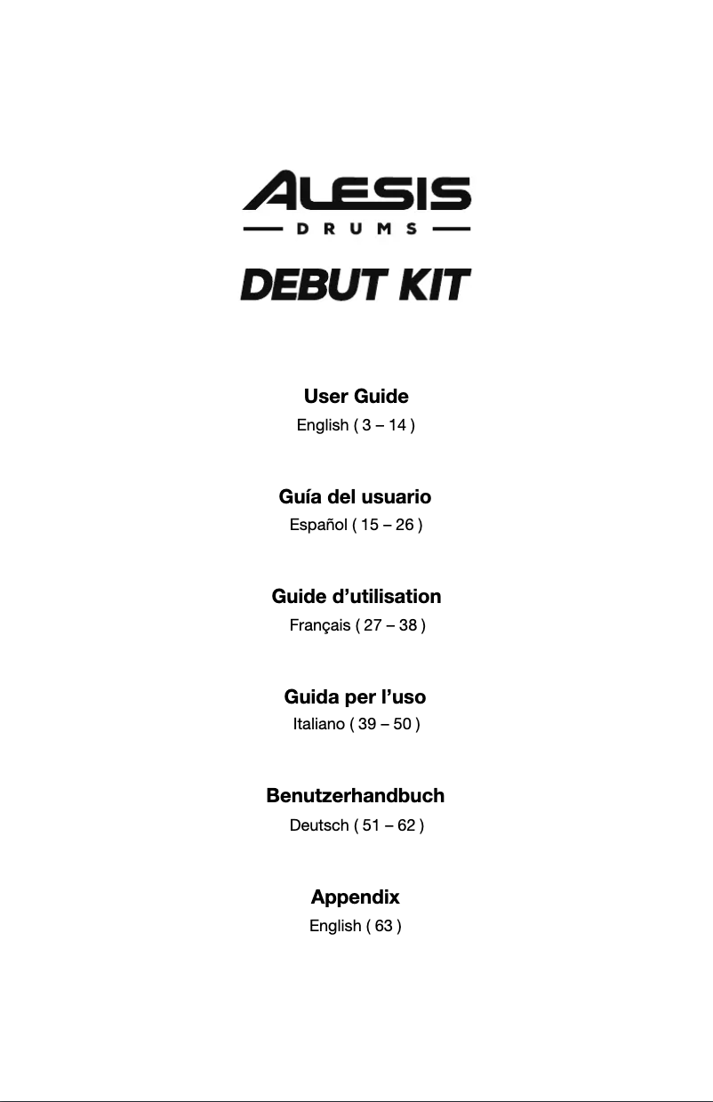 Page n°1 - Manuel utilisateur Alesis Debut Kit