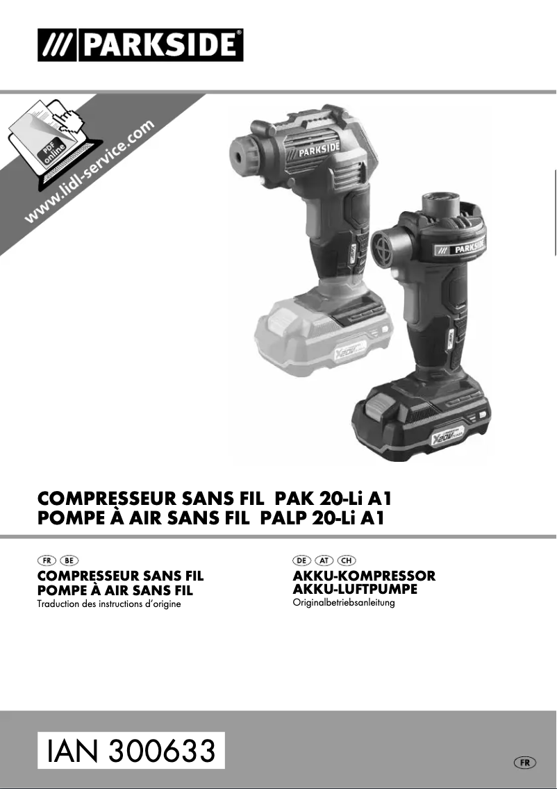 Image de la première page du manuel de l'appareil PALP 20-Li A1