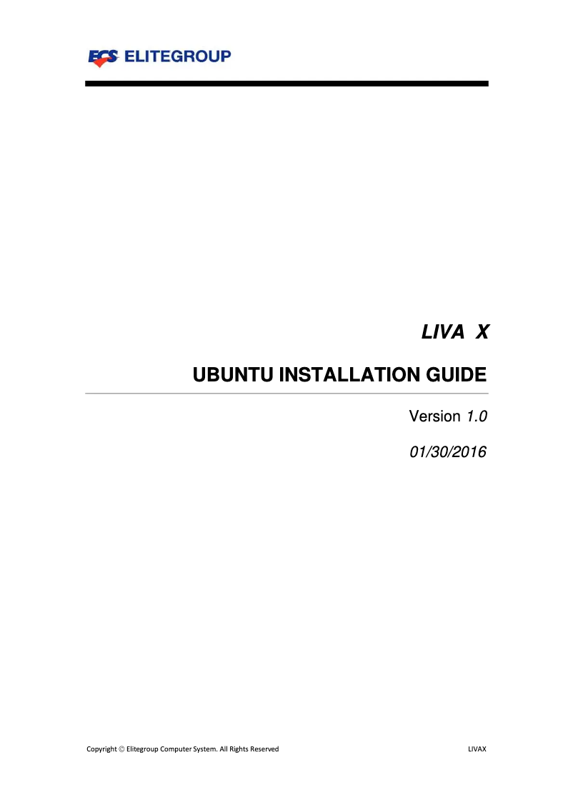 Page 1 de la notice Manuel utilisateur ECS Liva X