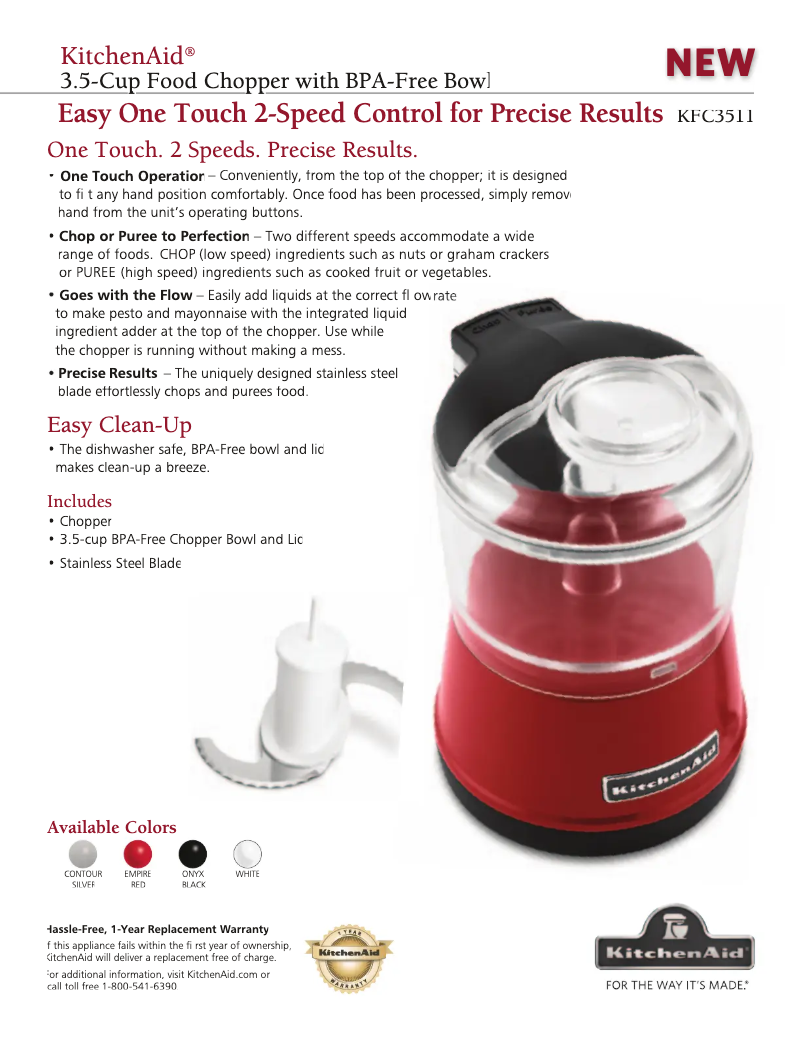 Page n°1 - Fiche technique KitchenAid KFC3511