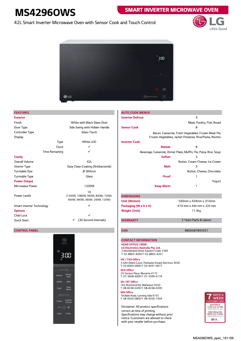 Image de la première page du manuel de l'appareil MS4296OWS