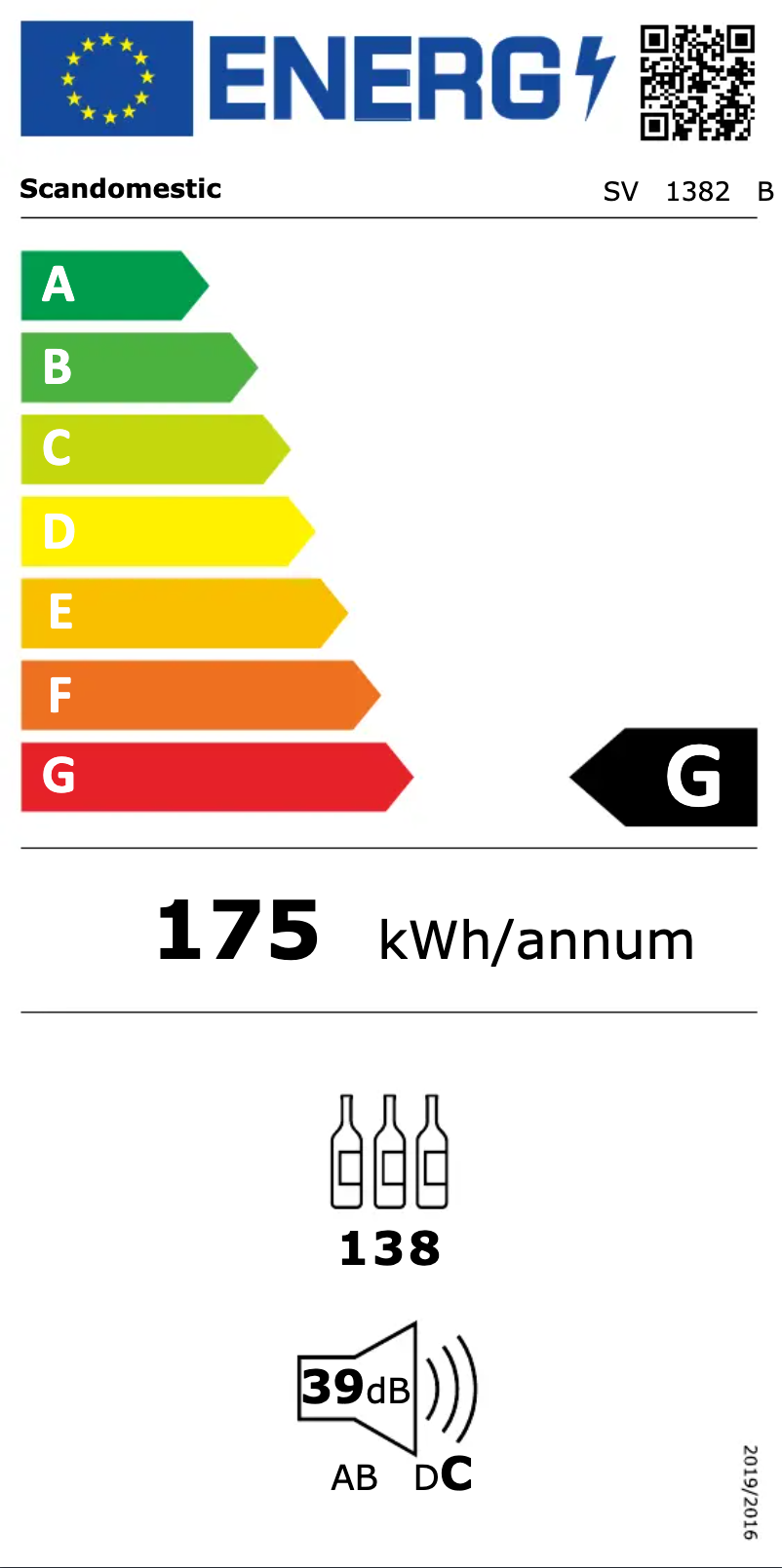 Page n°1 - Label énergétique Scandomestic SV 1382 B