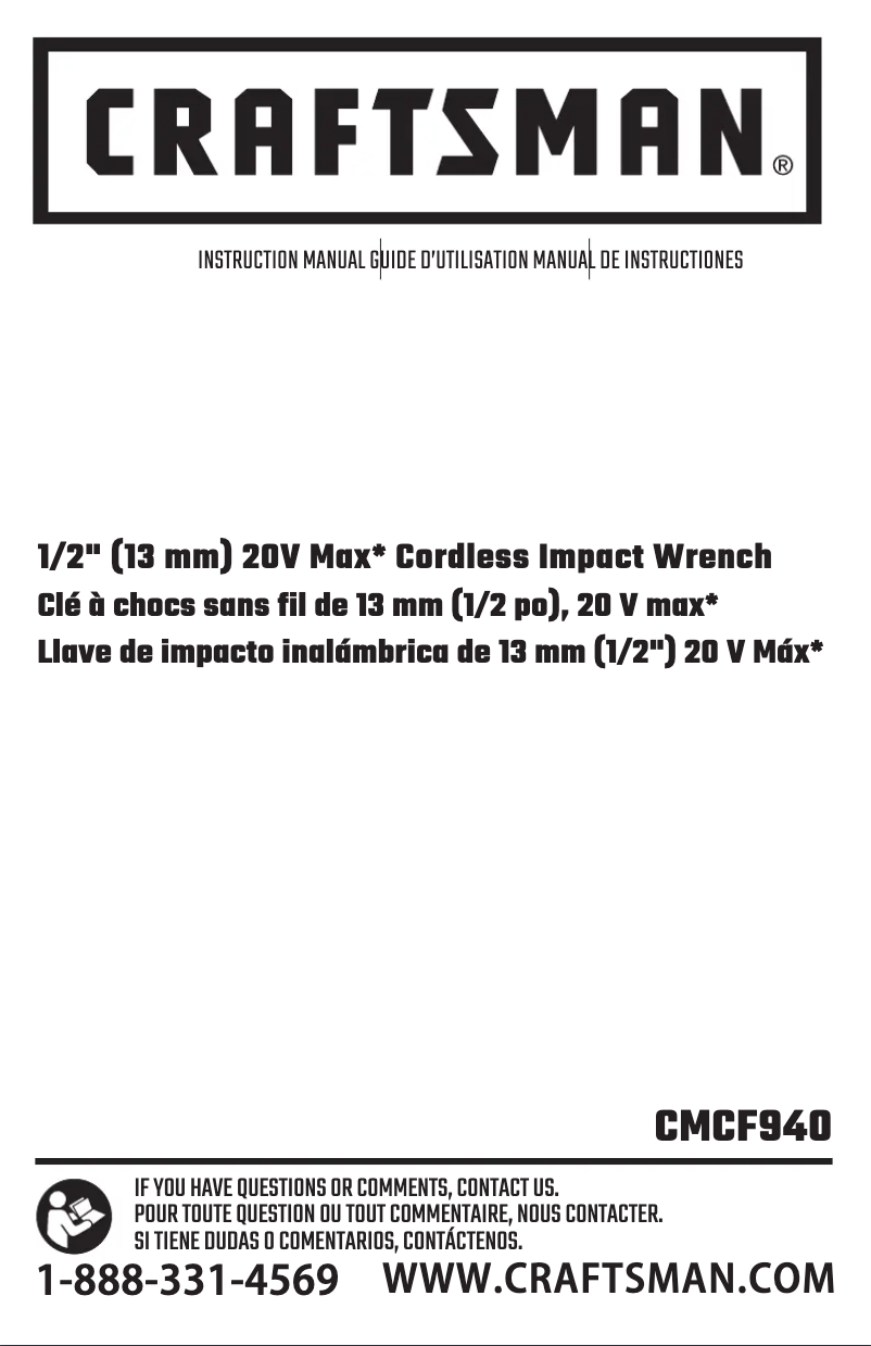Page 1 de la notice Manuel utilisateur Craftsman CMCF940M1