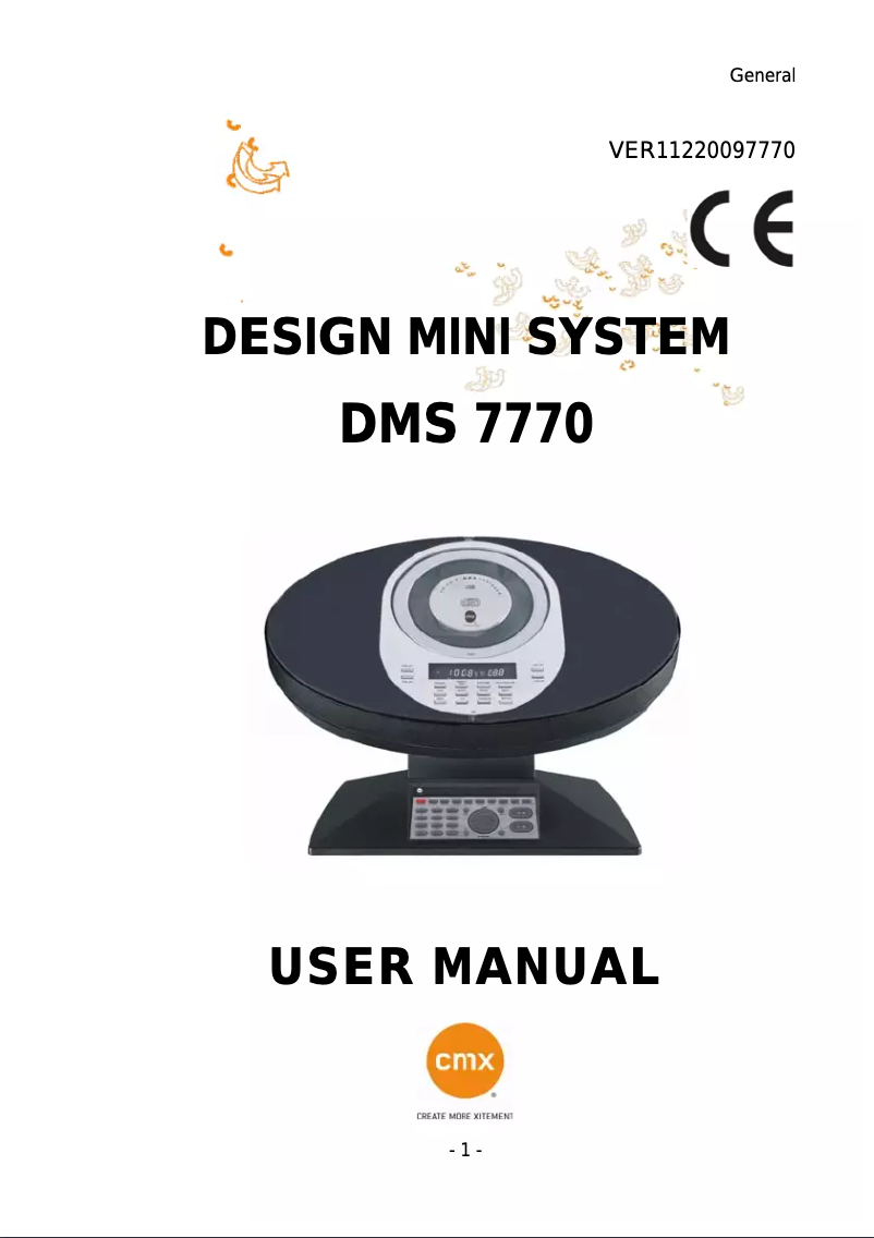Page n°1 - Manuel utilisateur CMX DMS 7770