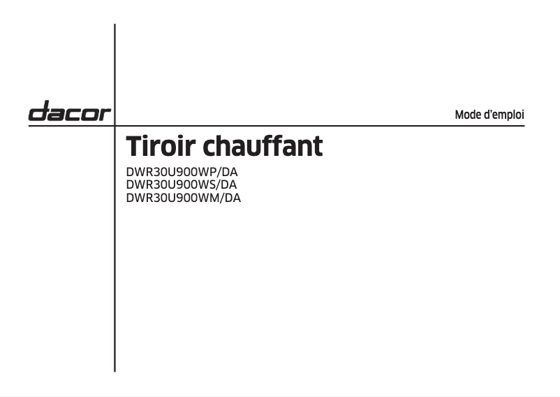 Page 1 de la notice Manuel utilisateur Samsung DWR30U900WP