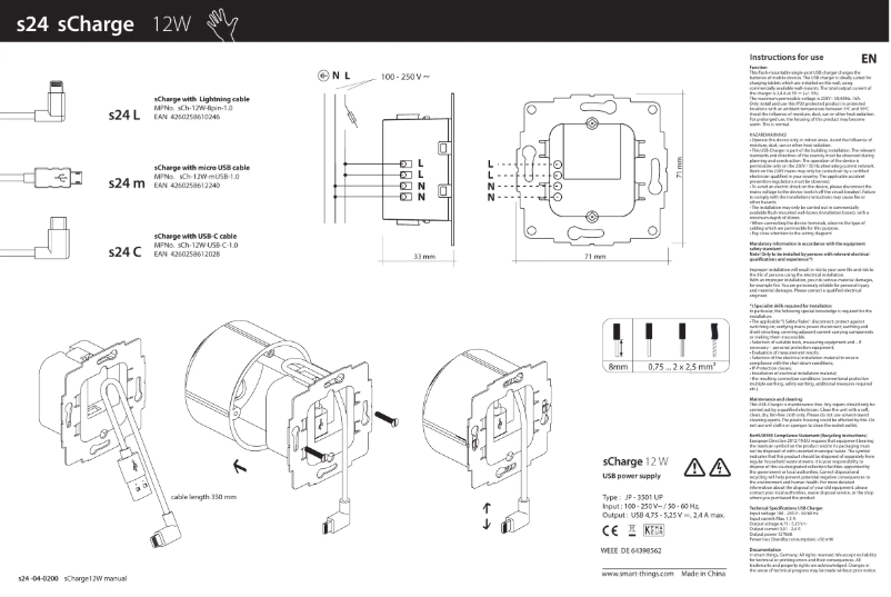 Page n°1 - Manuel utilisateur Smart things s24l