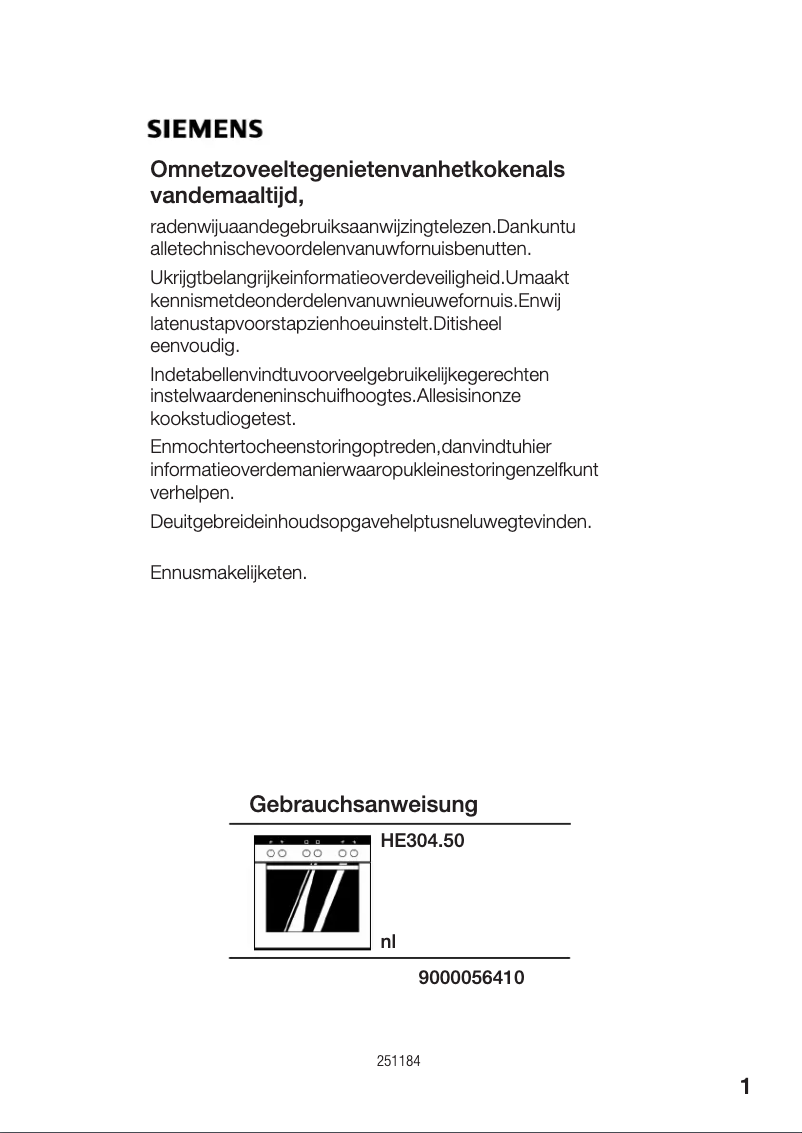 Page 1 de la notice Manuel utilisateur Siemens HE304550RVS