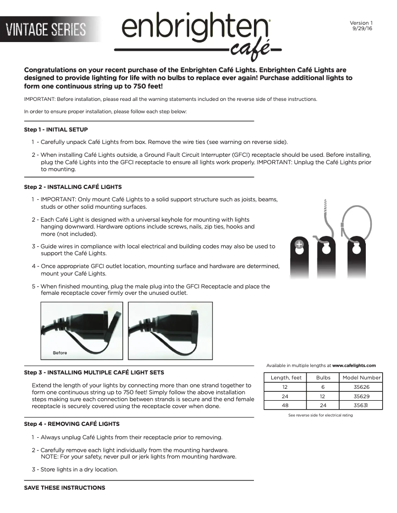 Page n°1 - Manuel utilisateur Enbrighten 35631
