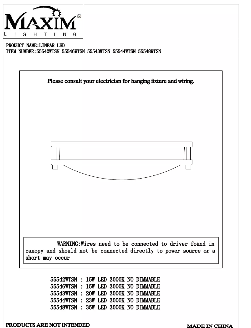 Page 1 de la notice Manuel utilisateur Maxim 55543WTSN