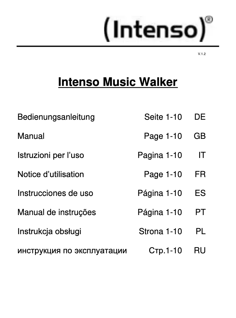 Page 1 de la notice Manuel utilisateur Intenso Music Walker
