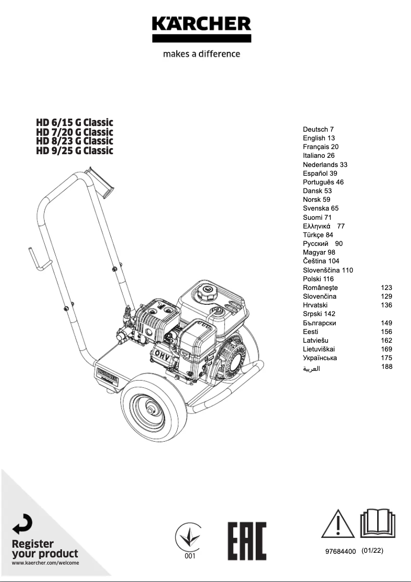 Page n°1 - Manuel utilisateur Kärcher HD 9/25 G Classic