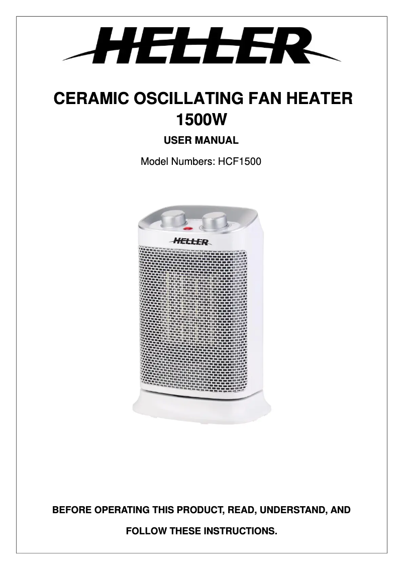 Page n°1 - Manuel utilisateur Heller HCF1500