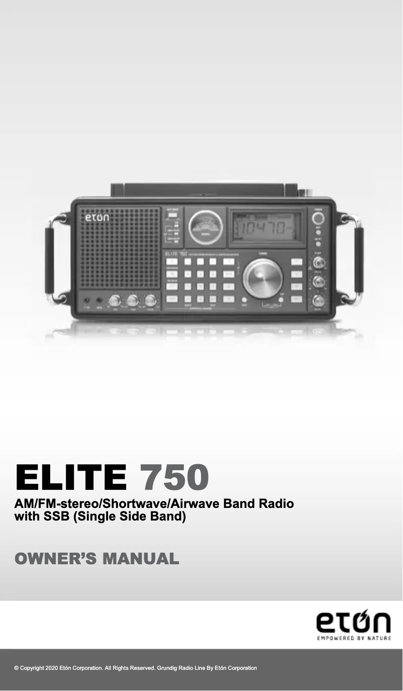 Page 1 de la notice Manuel utilisateur Eton Elite 750