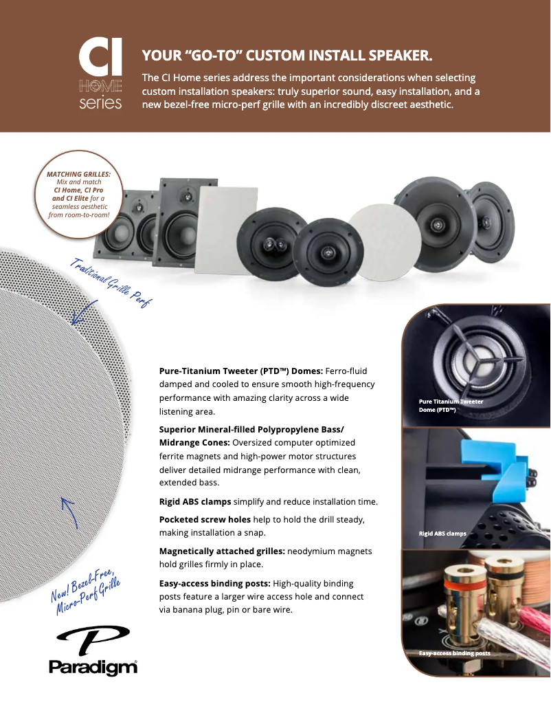 Page 1 de la notice Fiche technique Paradigm CI Home H65-SM
