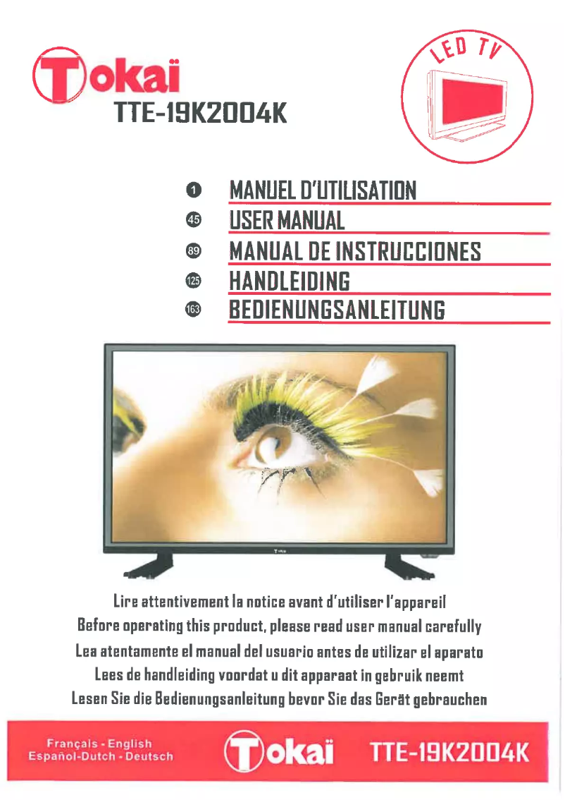 Page 1 de la notice Manuel utilisateur Tokaï TTE-19K2004K