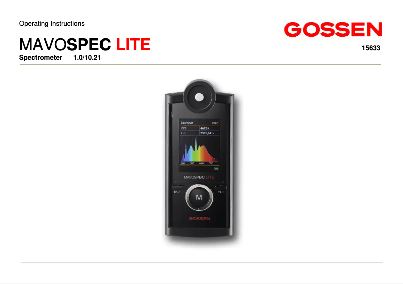 Page 1 de la notice Manuel utilisateur Gossen Metrawatt MAVOSPEC LITE