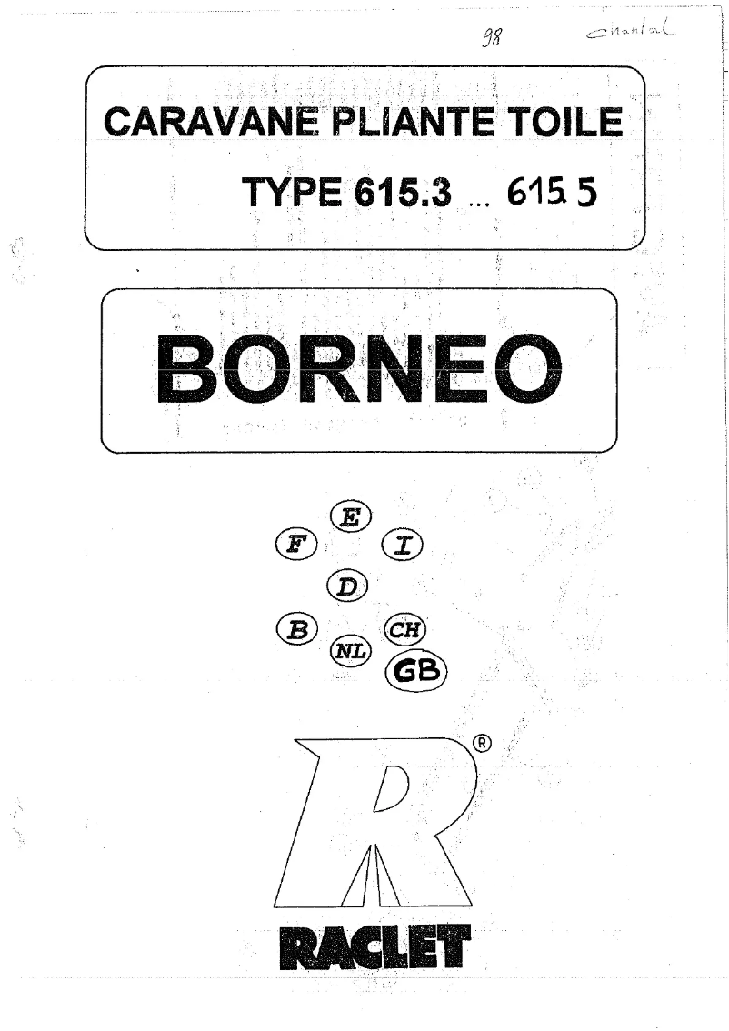 Page 1 de la notice Manuel utilisateur Raclet Borneo