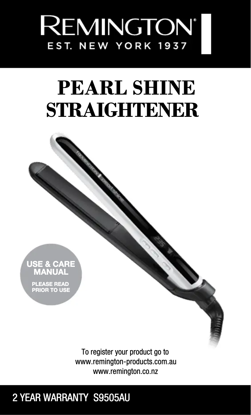 Page 1 de la notice Manuel utilisateur Remington Pearl Shine S9505AU