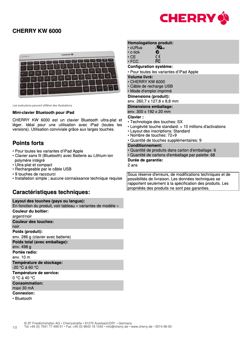 Image de la première page du manuel de l'appareil KW 6000