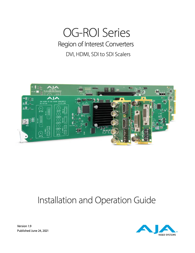 Page 1 de la notice Manuel utilisateur AJA OG-ROI-HDMI