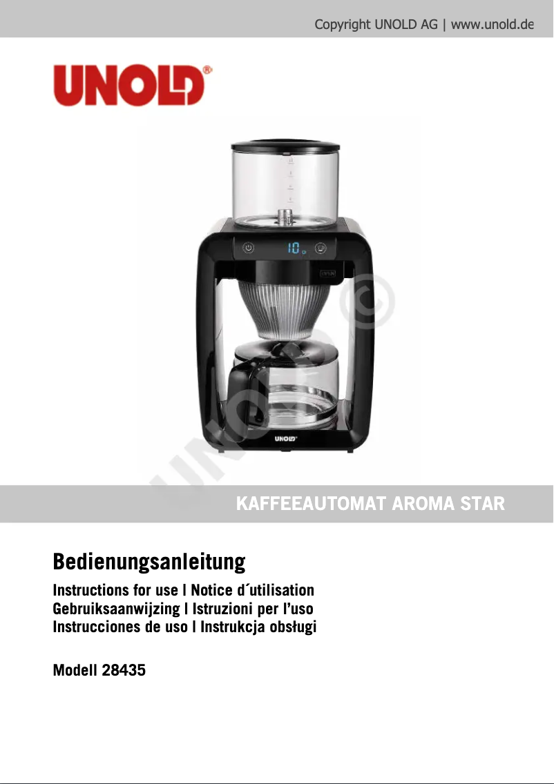 Page n°1 - Manuel utilisateur Unold Aroma Star 28435