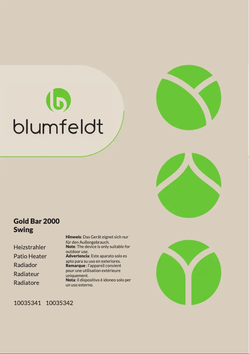Page n°1 - Manuel utilisateur Blumfeldt Gold Bar 2000