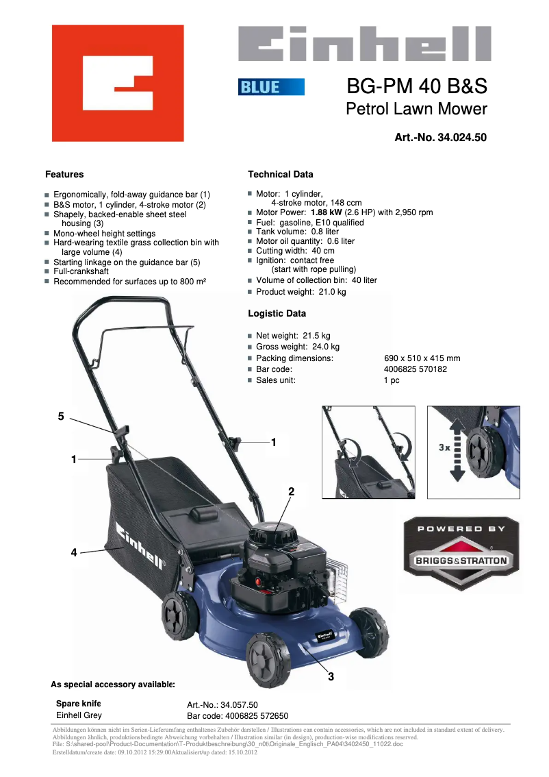 Image de la première page du manuel de l'appareil BG-PM 40 B&S