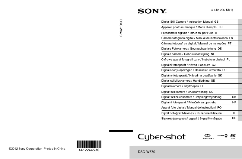 Page 1 de la notice Manuel utilisateur Sony Cybershot W670
