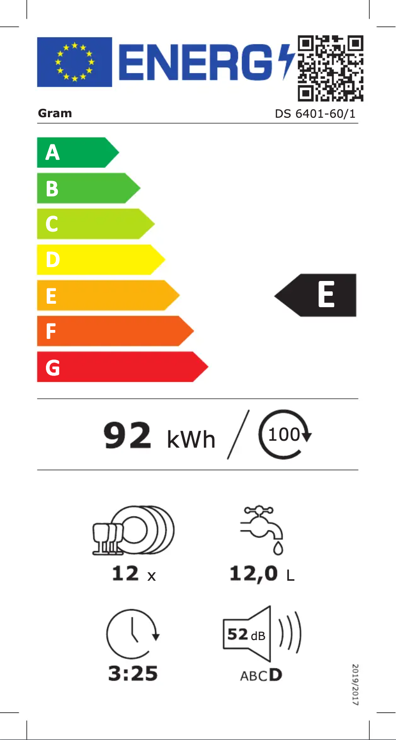 Page n°1 - Label énergétique Gram DS 6401-60/1