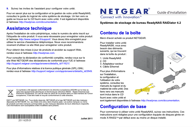 Page 1 de la notice Guide d'installation Netgear ReadyNAS RDU4000