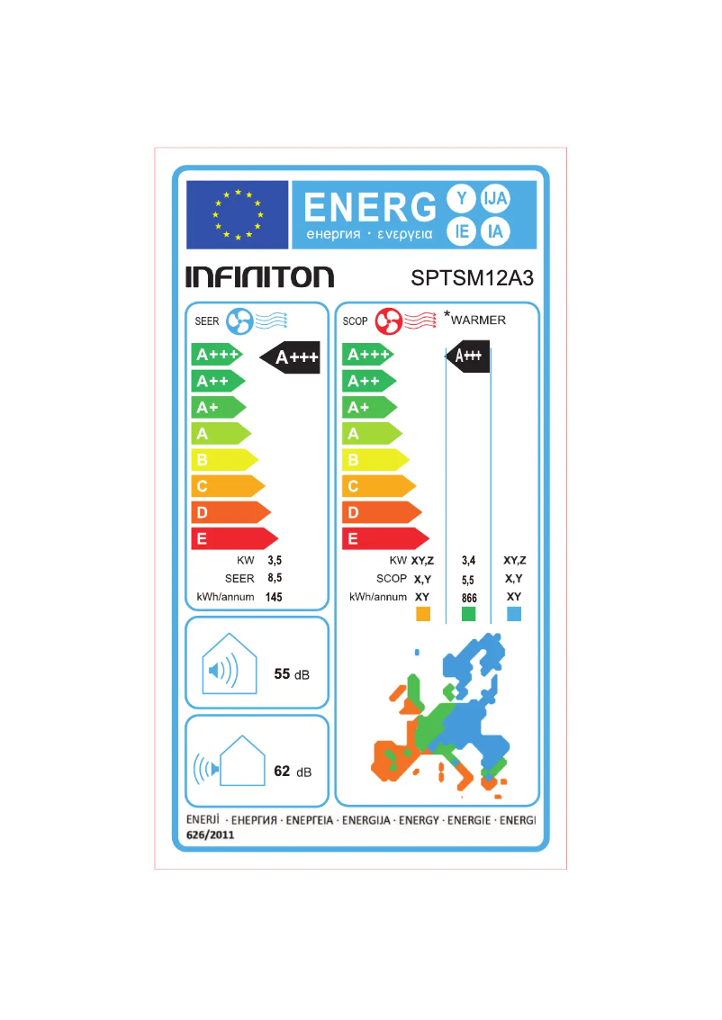Page n°1 - Label énergétique Infiniton SPTSM12A3