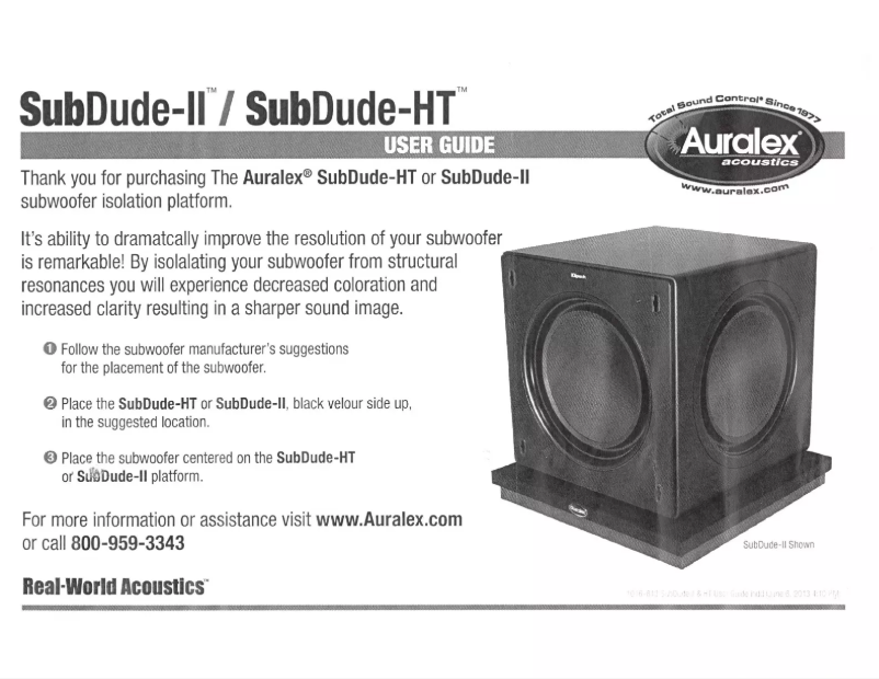 Page 1 de la notice Manuel utilisateur Auralex SubDude-II