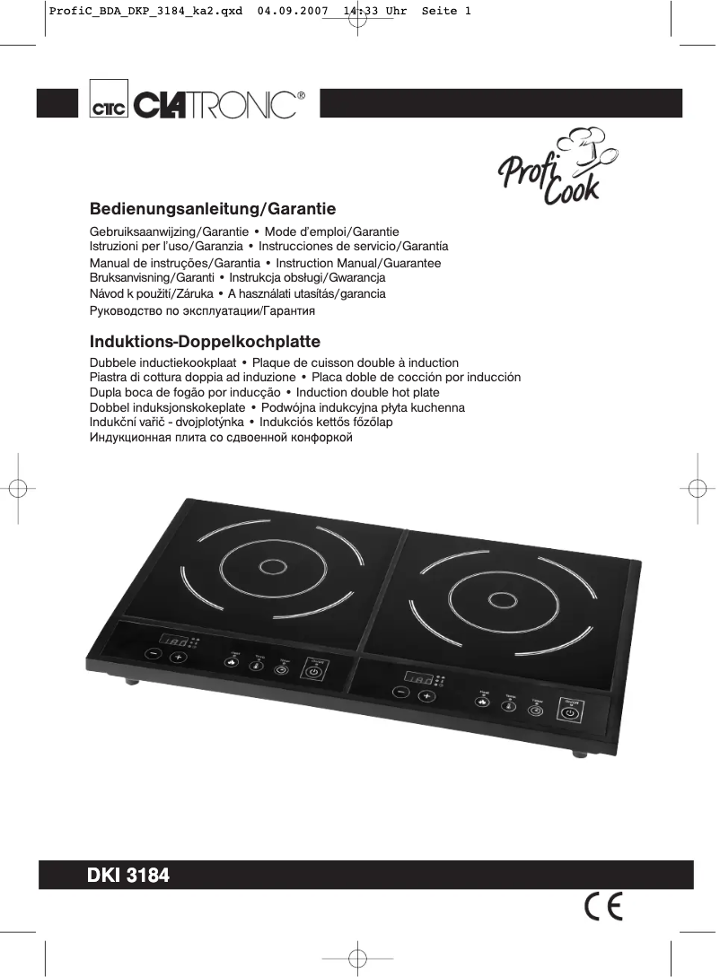 Page 1 de la notice Manuel utilisateur Clatronic DKI 3184