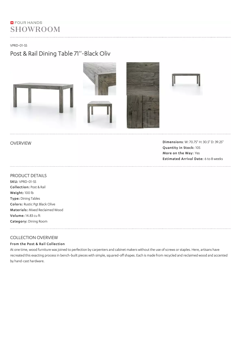 Page 1 de la notice Manuel utilisateur Four Hands VPRD-01-55