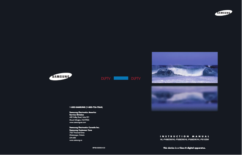 Page n°1 - Manuel utilisateur Samsung HL-P4663W