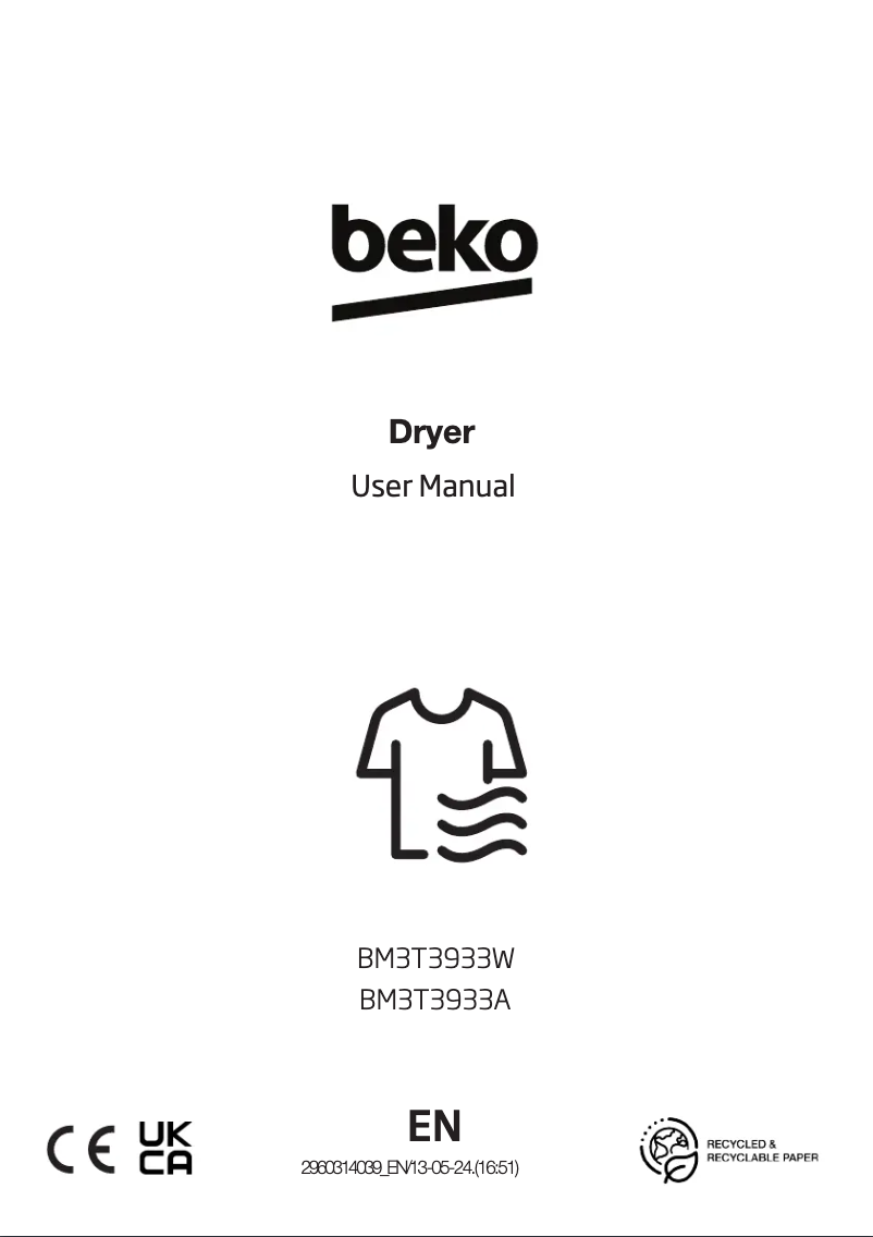 Page 1 de la notice Manuel utilisateur Beko BM3T3933W