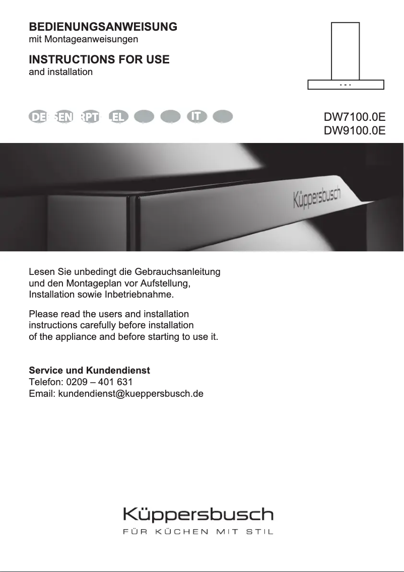 Image de la première page du manuel de l'appareil DW9100.0E