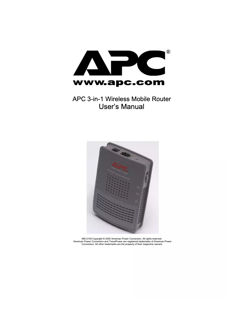 Page 1 de la notice Manuel utilisateur APC WMR1000G
