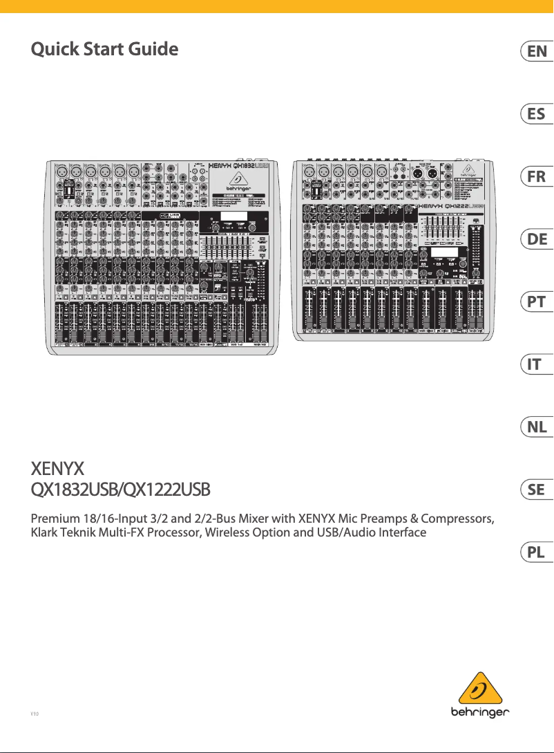 Page 1 de la notice Guide de démarrage rapide Behringer QX1832USB