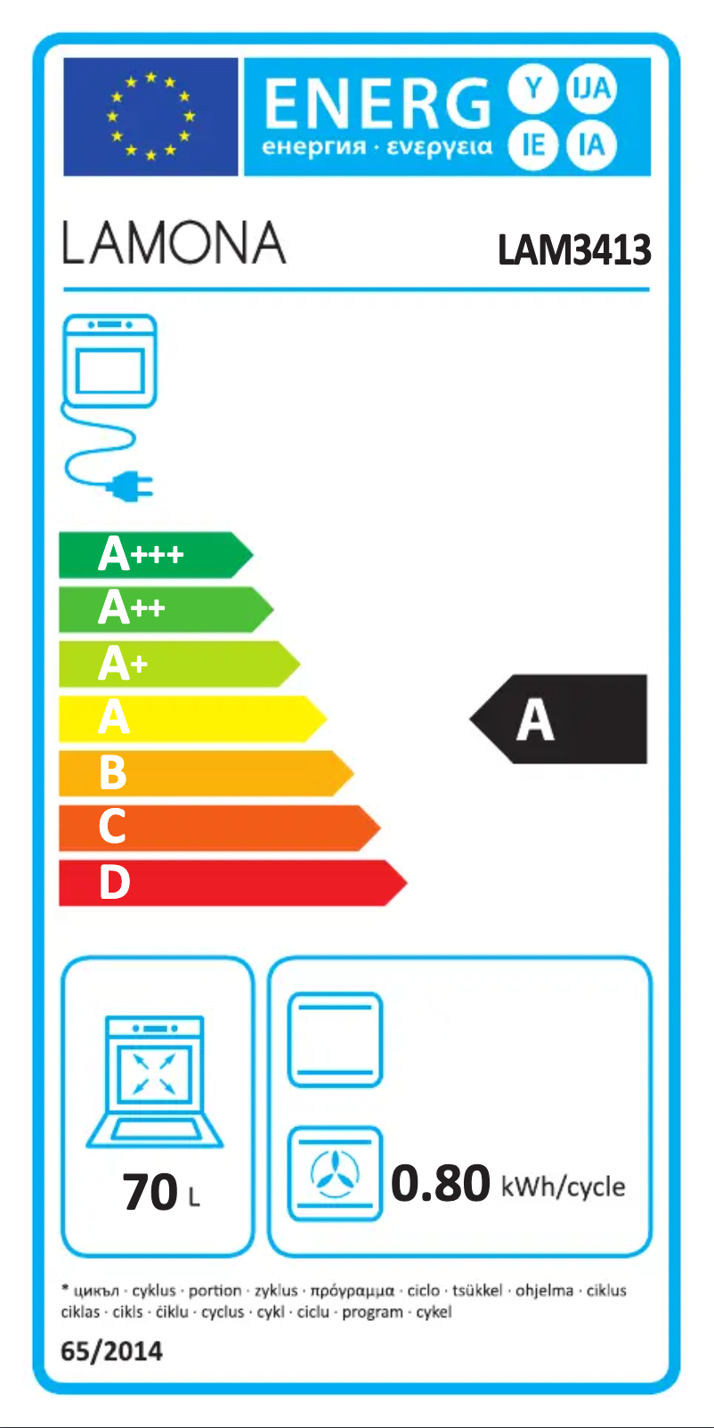 Page n°1 - Label énergétique Lamona LAM3413
